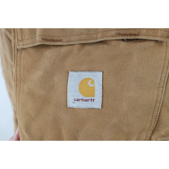 Vtg 80s Carhartt Mens 44S Distressed Quilted Canvas Insulated Coveralls Bibs USA - Picture 6 of 16